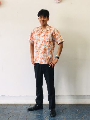 レンタルかりゆしウエア（サンダンカ柄・オレンジ）